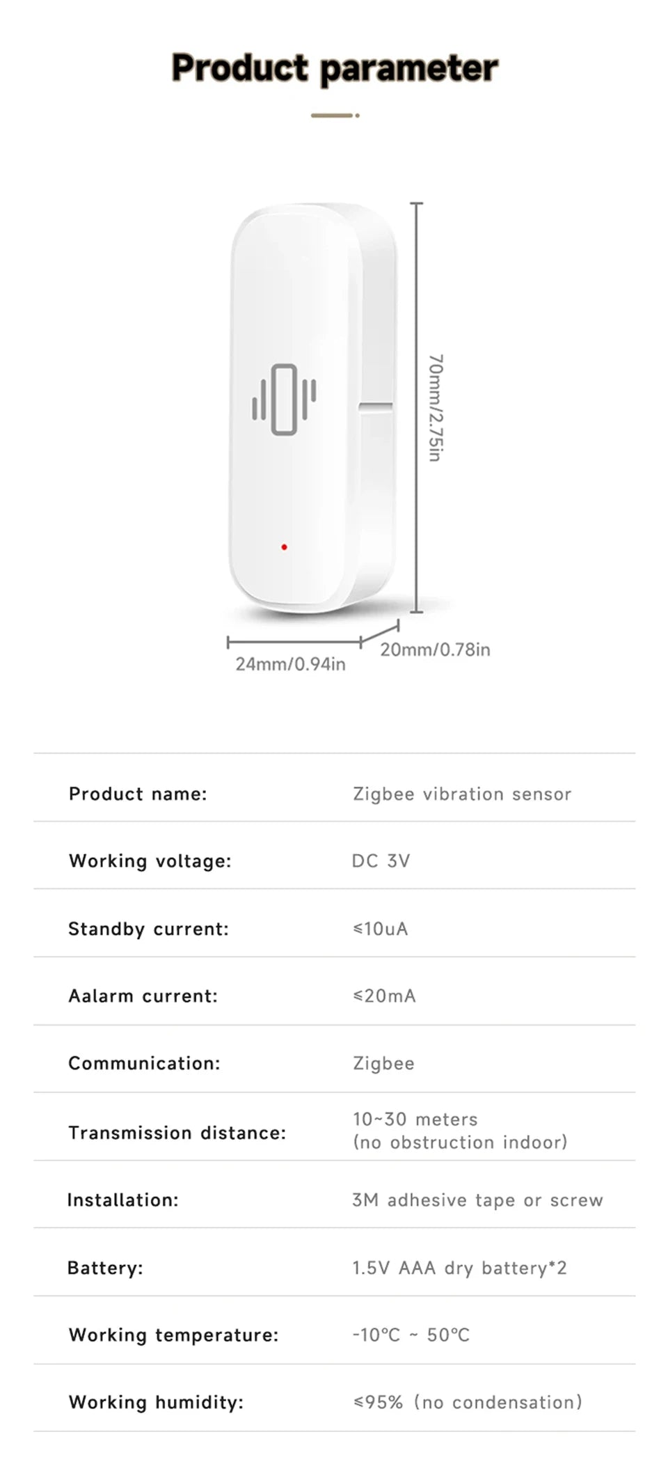 VITAL360 ZigBee Smart Vibration Sensor